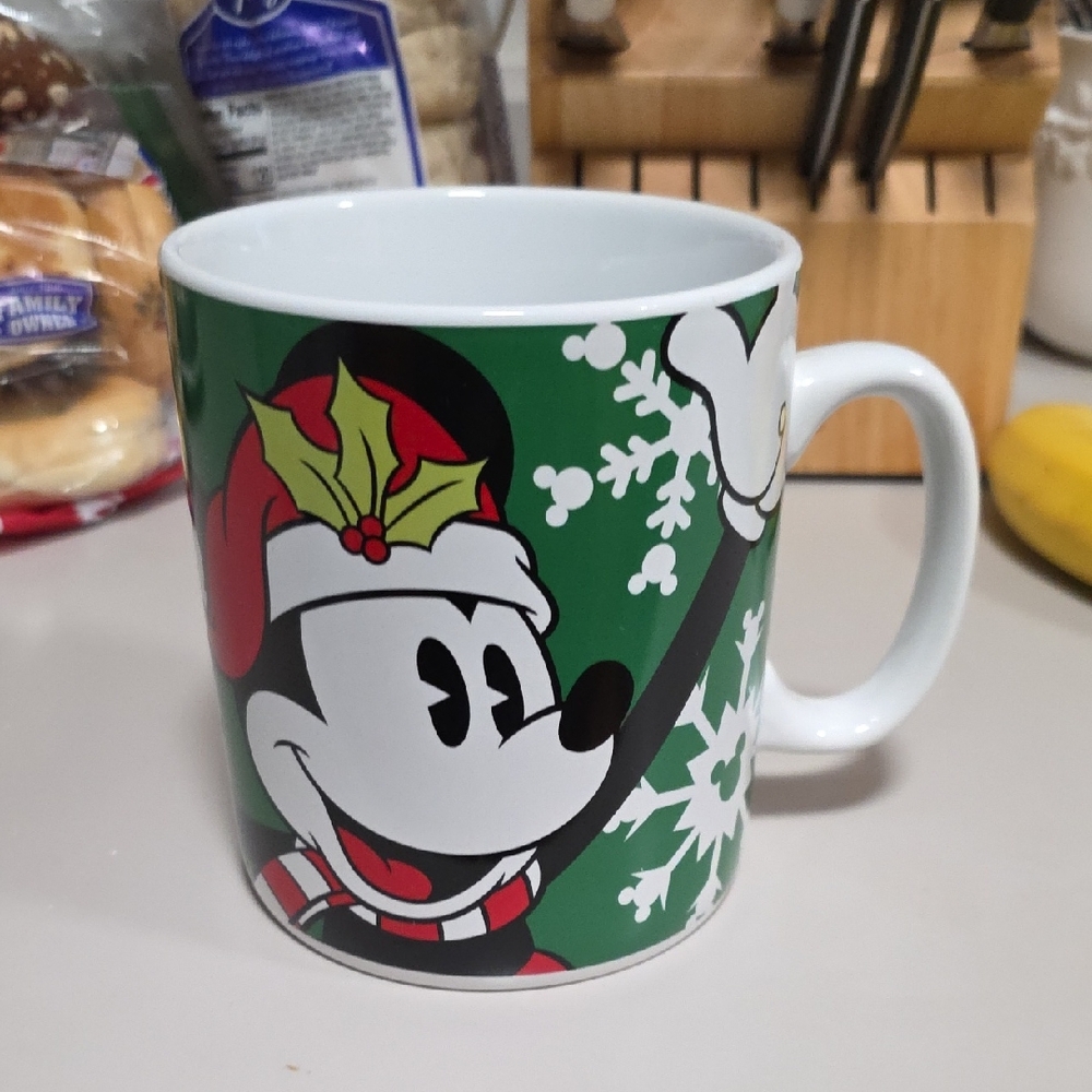 Disney Mickey Mouse Festive Mug - Green, Red, and White